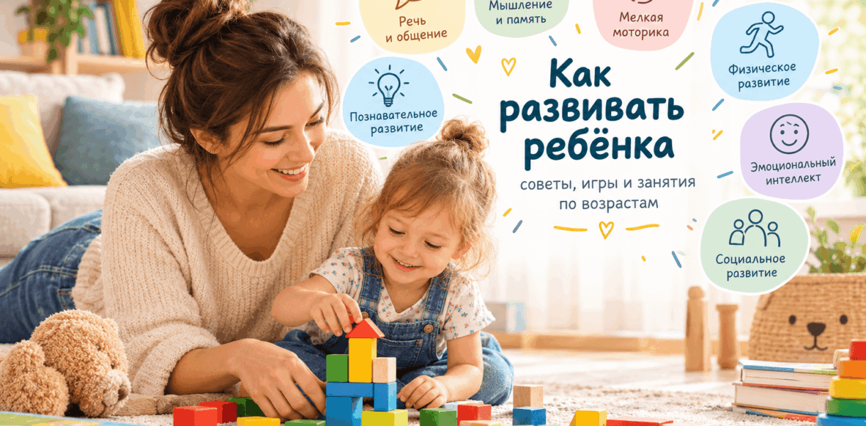 Мама играет с ребёнком в развивающую игру дома