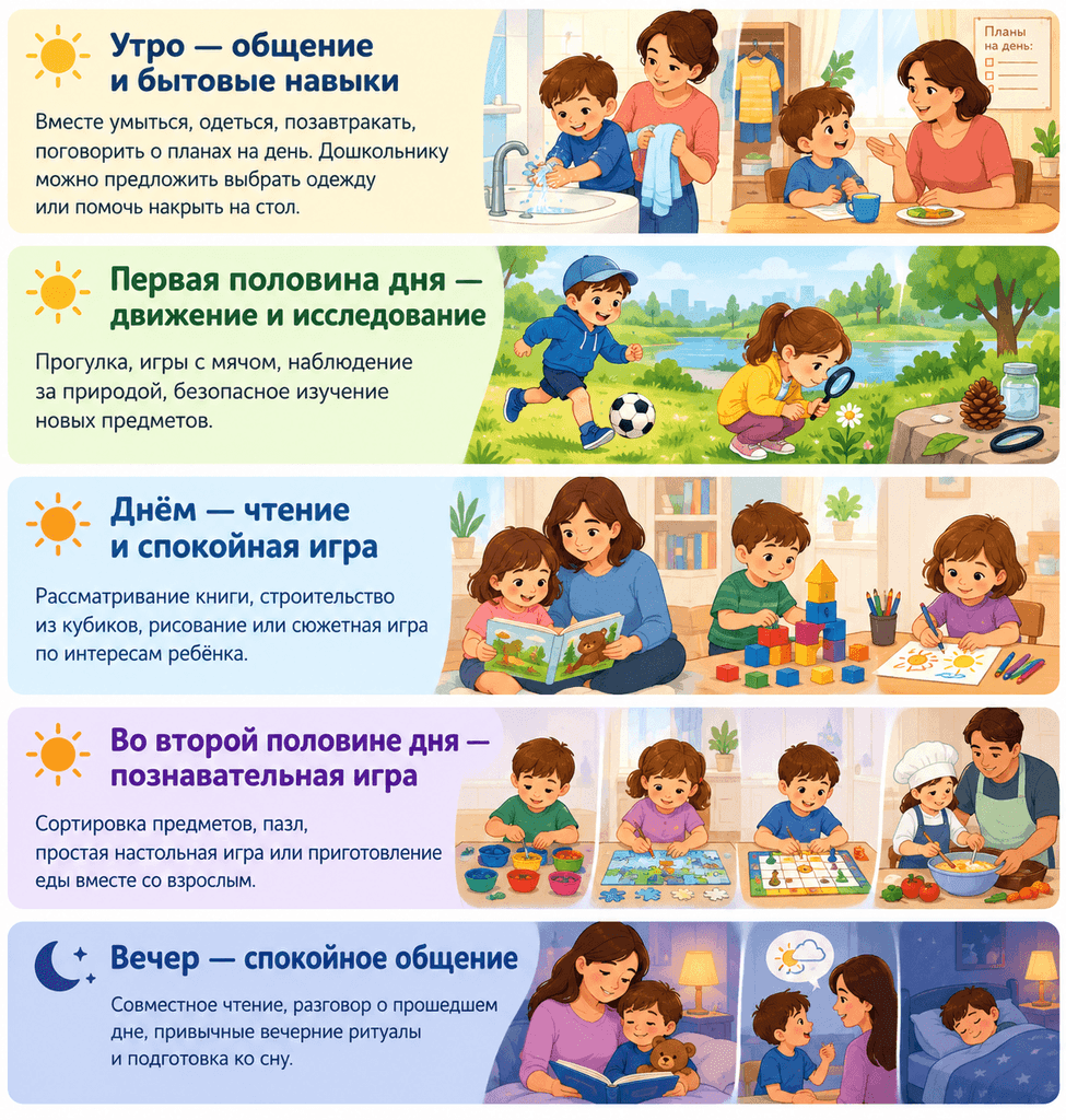 Как развивать ребёнка. Пример простого развивающего дня для ребёнка